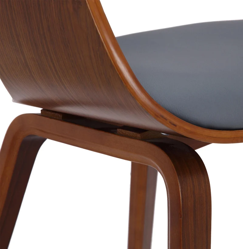 Chaise de salle à manger design scandinave en PVC gris et structure en bois foncé 10_0001913