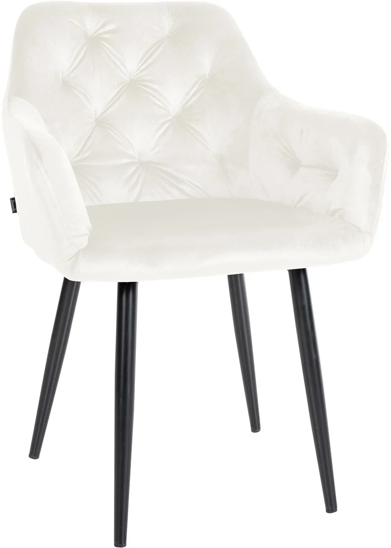 Set de 2 chaises de salle à manger design et confortable en velours crème et métal noir 10_0001626