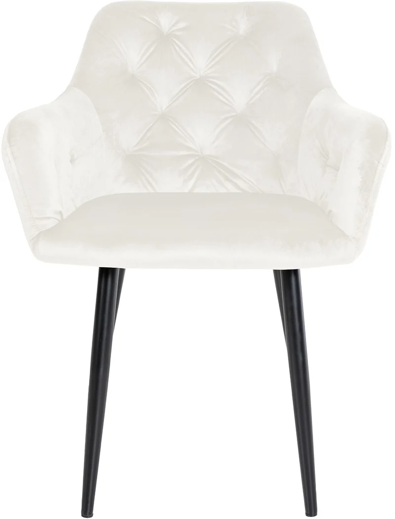 Set de 2 chaises de salle à manger design et confortable en velours crème et métal noir 10_0001626