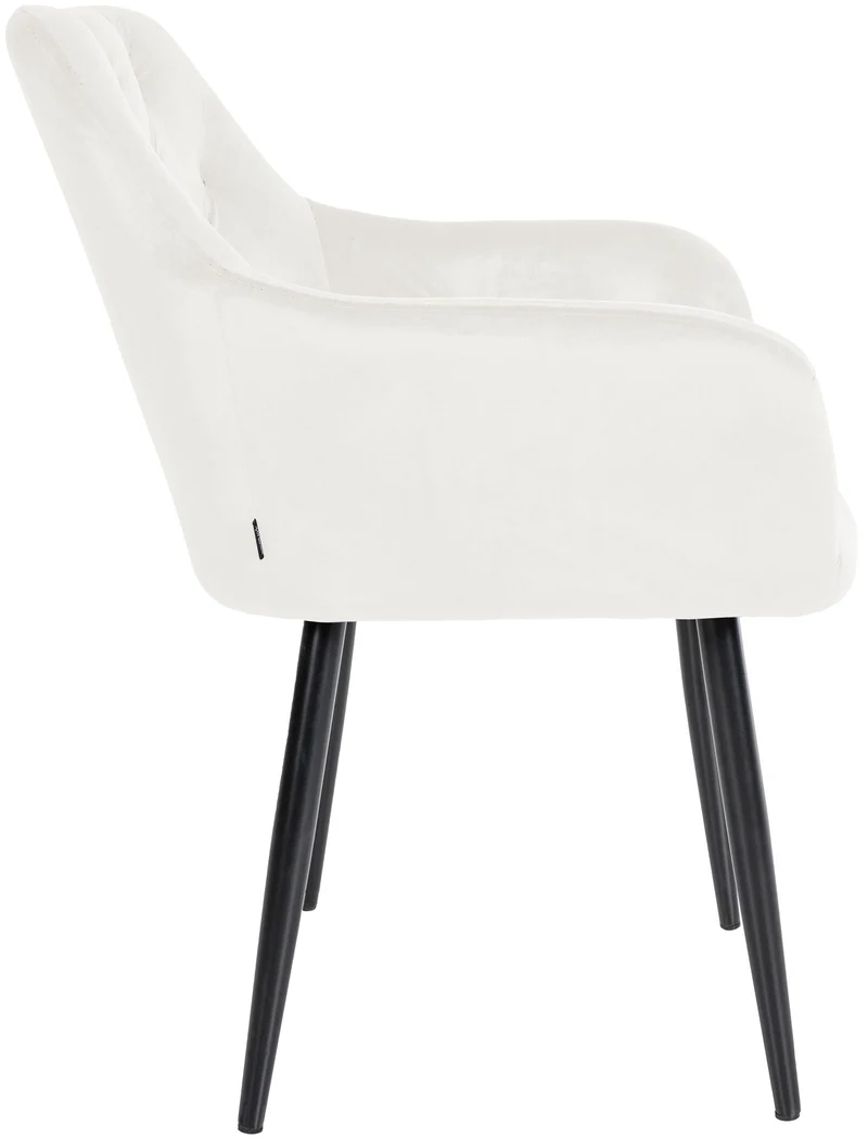 Set de 2 chaises de salle à manger design et confortable en velours crème et métal noir 10_0001626