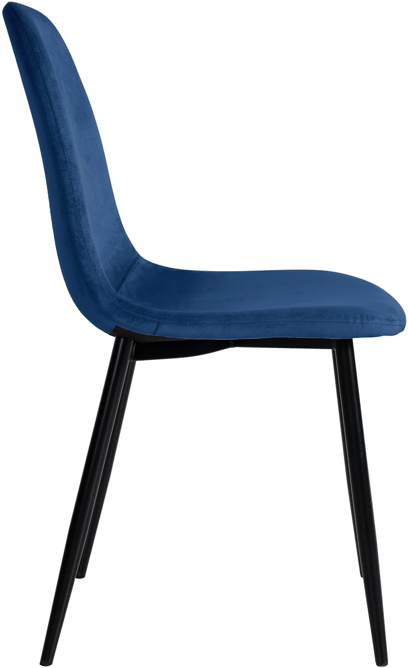 Lot de 4 chaises de salle à manger design moderne en tissu velours bleu pieds en métal noir 10_0001825