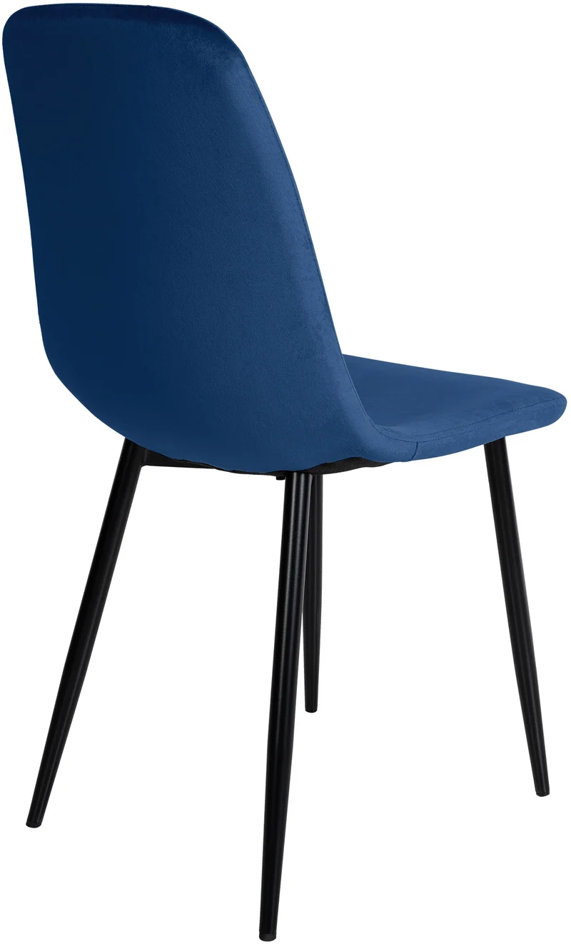 Lot de 4 chaises de salle à manger design moderne en tissu velours bleu pieds en métal noir 10_0001825