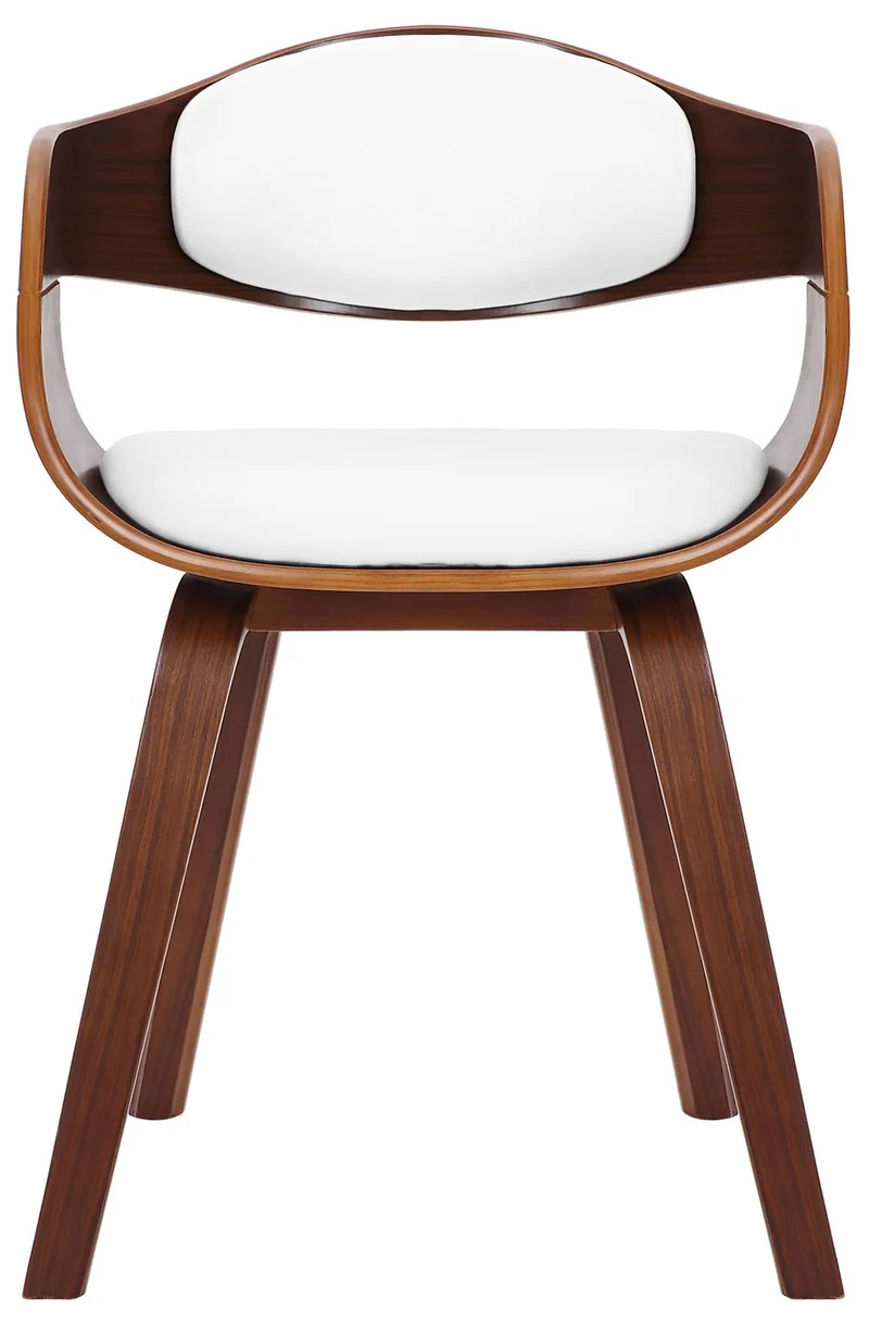 Chaise de bureau salle à manger visiteur design scandinave en bois foncé et assise en PVC blanc 10_0001910