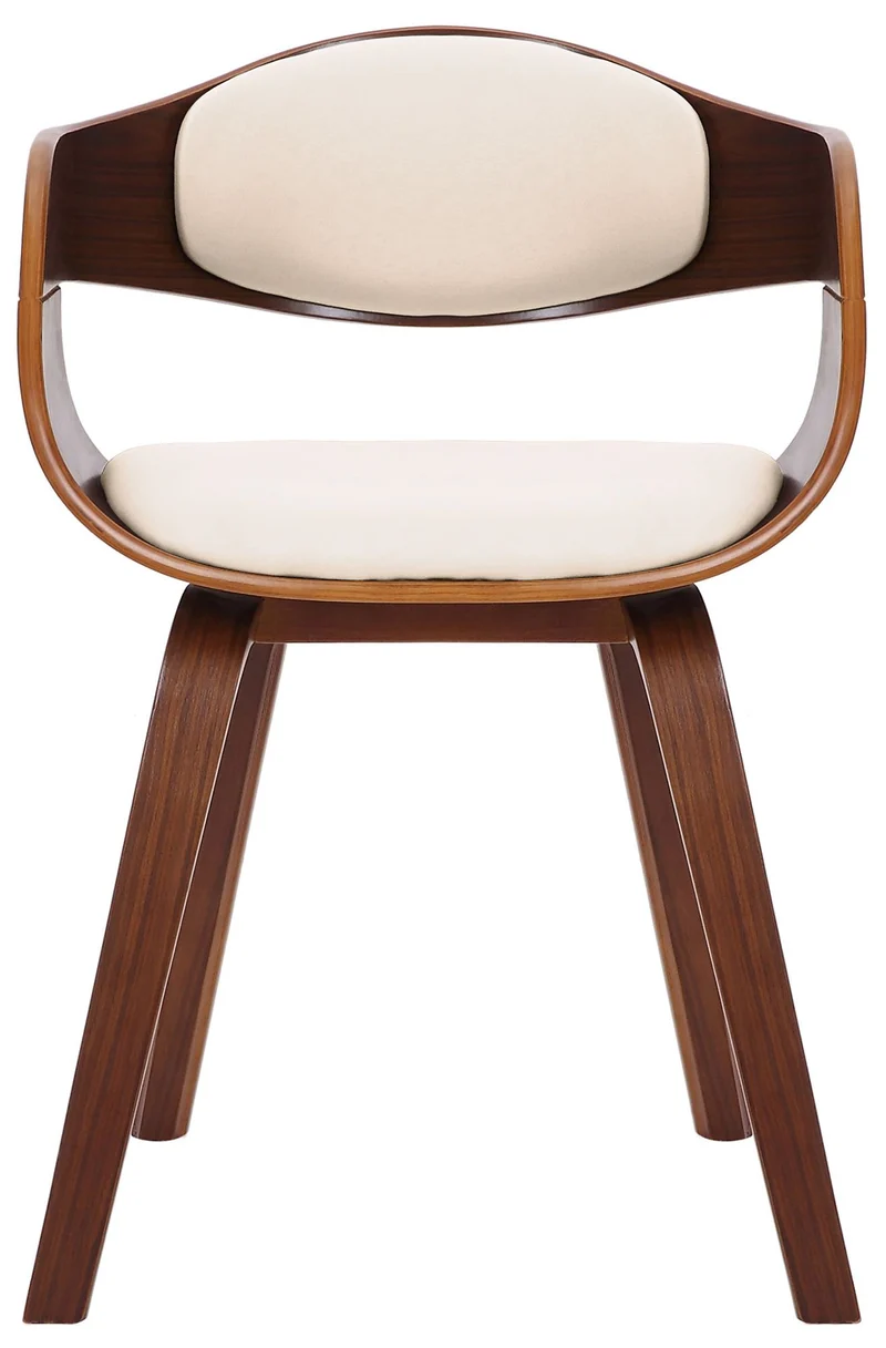 Chaise de bureau salle à manger visiteur design scandinave en bois foncé et assise en PVC crème 10_0001909