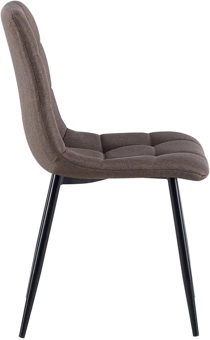 Lot de 4 chaises de salle à manger avec coutures décoratives carrées en tissu marron et pieds en métal noir 10_0001800