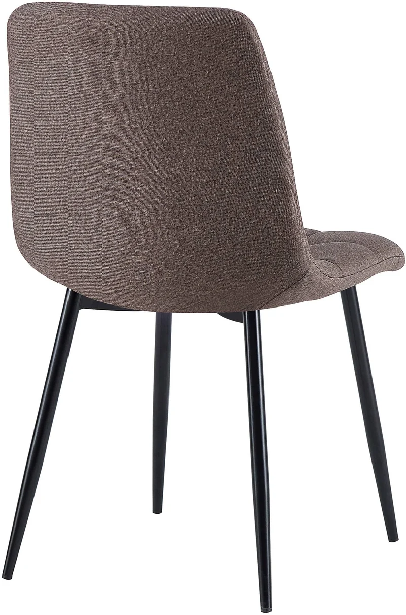 Lot de 4 chaises de salle à manger avec coutures décoratives carrées en tissu marron et pieds en métal noir 10_0001800