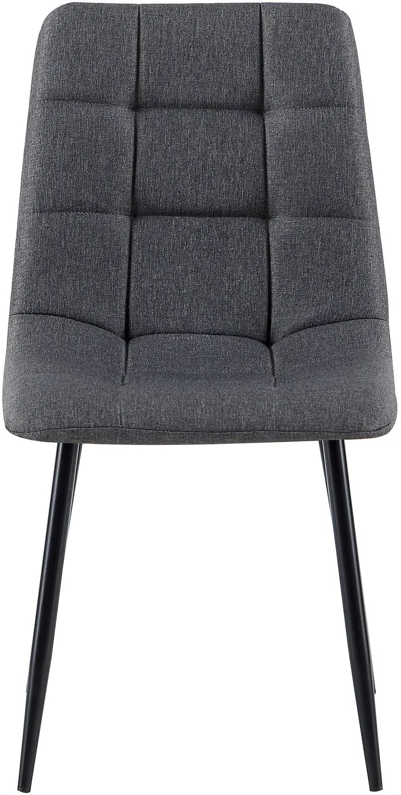 Lot de 4 chaises de salle à manger avec coutures décoratives carrées en tissu gris foncé et pieds en métal noir 10_0001801