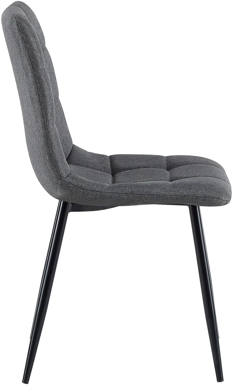 Lot de 4 chaises de salle à manger avec coutures décoratives carrées en tissu gris foncé et pieds en métal noir 10_0001801