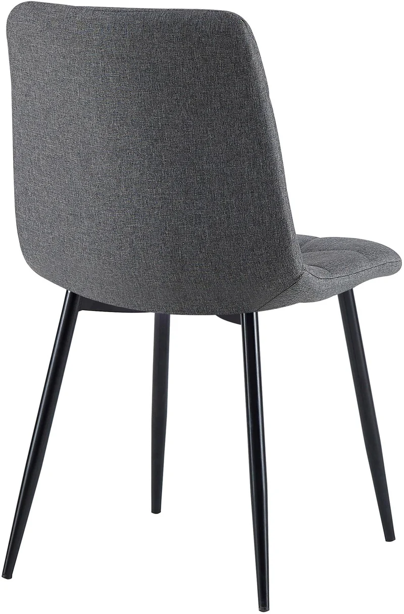 Lot de 4 chaises de salle à manger avec coutures décoratives carrées en tissu gris foncé et pieds en métal noir 10_0001801