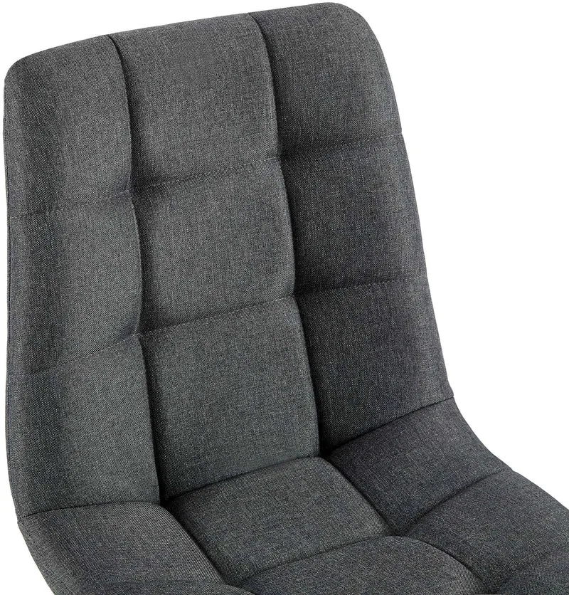 Lot de 4 chaises de salle à manger avec coutures décoratives carrées en tissu gris foncé et pieds en métal noir 10_0001801