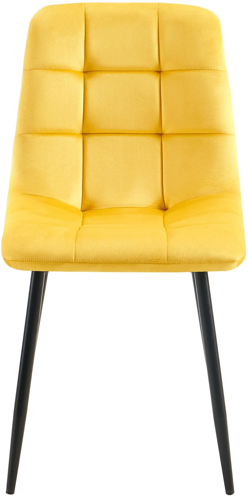 Lot de 4 chaises de salle à manger coutures forme carrées en tissu velours jaune pieds en métal noir 10_0001796