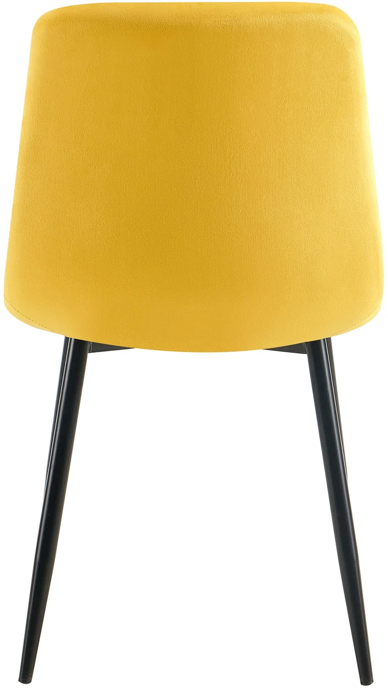 Lot de 4 chaises de salle à manger coutures forme carrées en tissu velours jaune pieds en métal noir 10_0001796