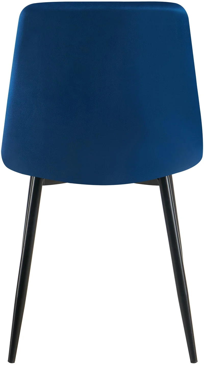 Lot de 4 chaises de salle à manger coutures forme carrées en tissu velours bleu foncé pieds en métal noir 10_0001795