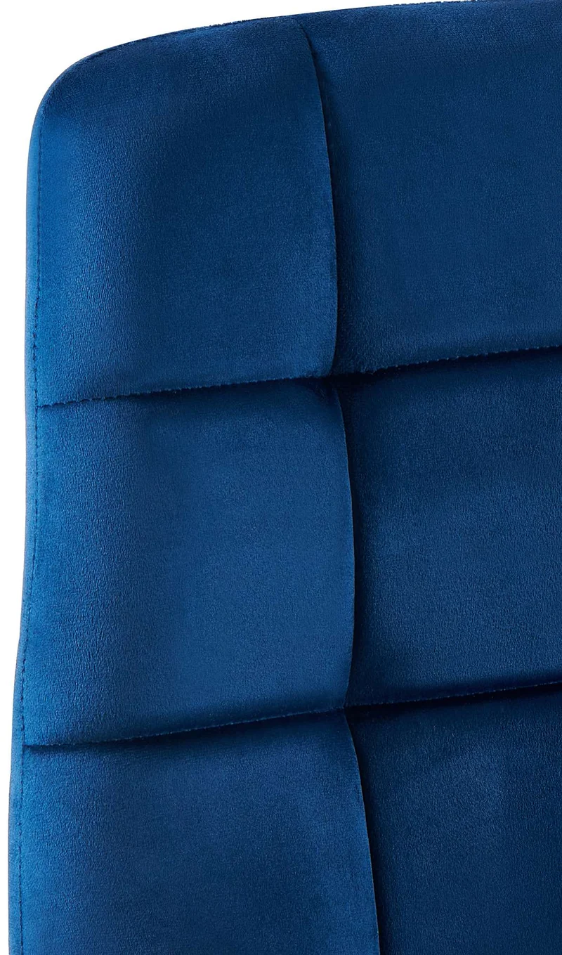 Lot de 4 chaises de salle à manger coutures forme carrées en tissu velours bleu foncé pieds en métal noir 10_0001795