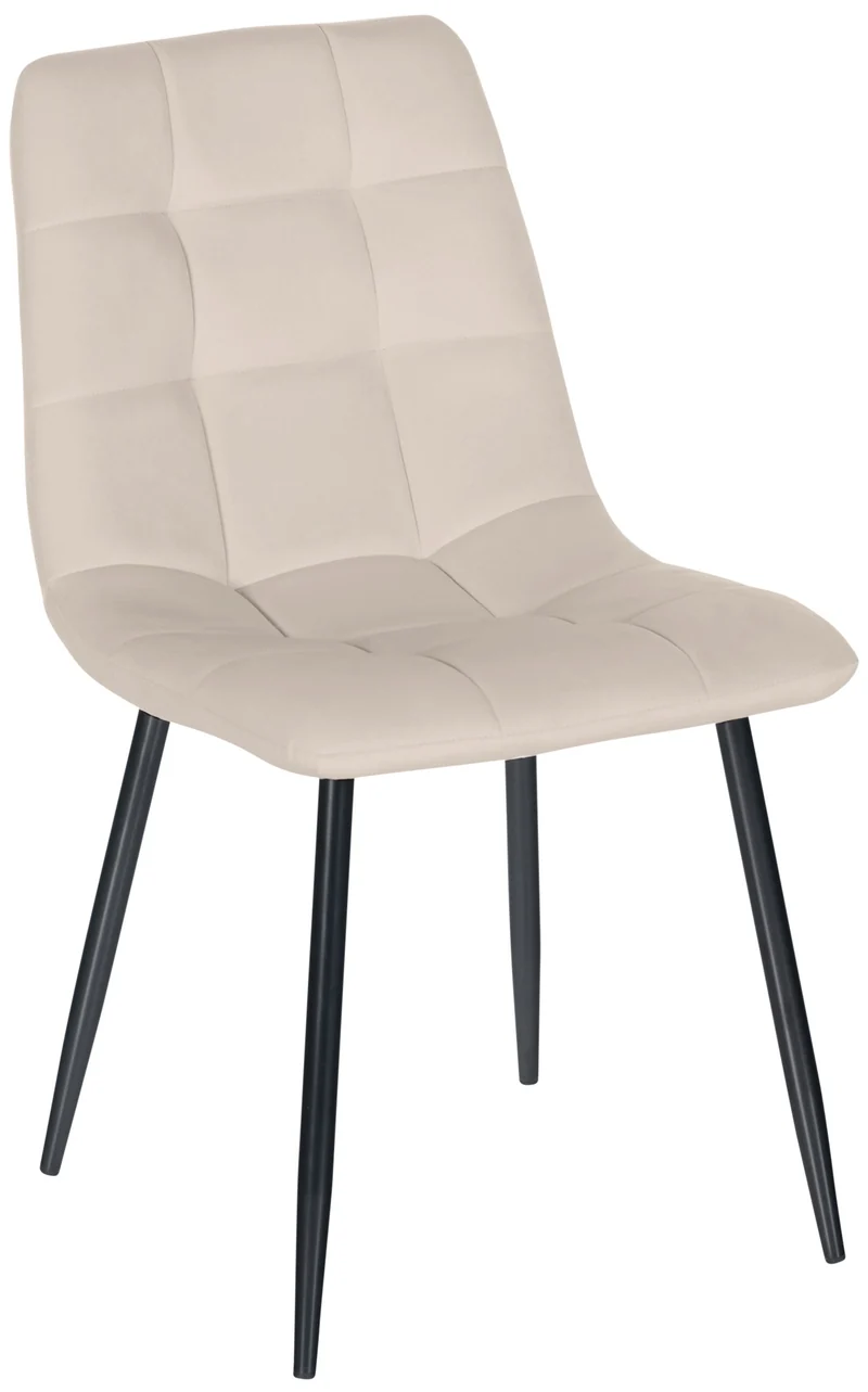 Lot de 4 chaises de salle à manger style moderne et confortable en tissu velours crème et métal noir 10_0001794