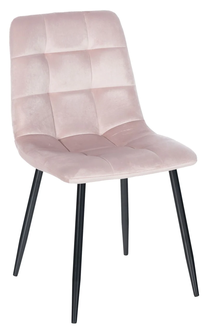 Lot de 4 chaises de salle à manger style moderne et confortable en tissu velours rose et métal noir 10_0001792