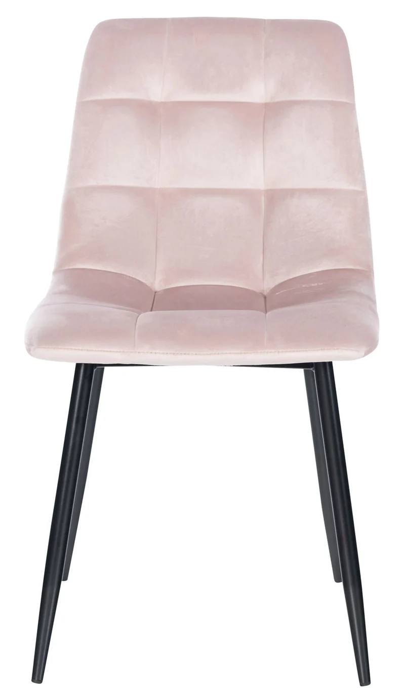 Lot de 4 chaises de salle à manger style moderne et confortable en tissu velours rose et métal noir 10_0001792