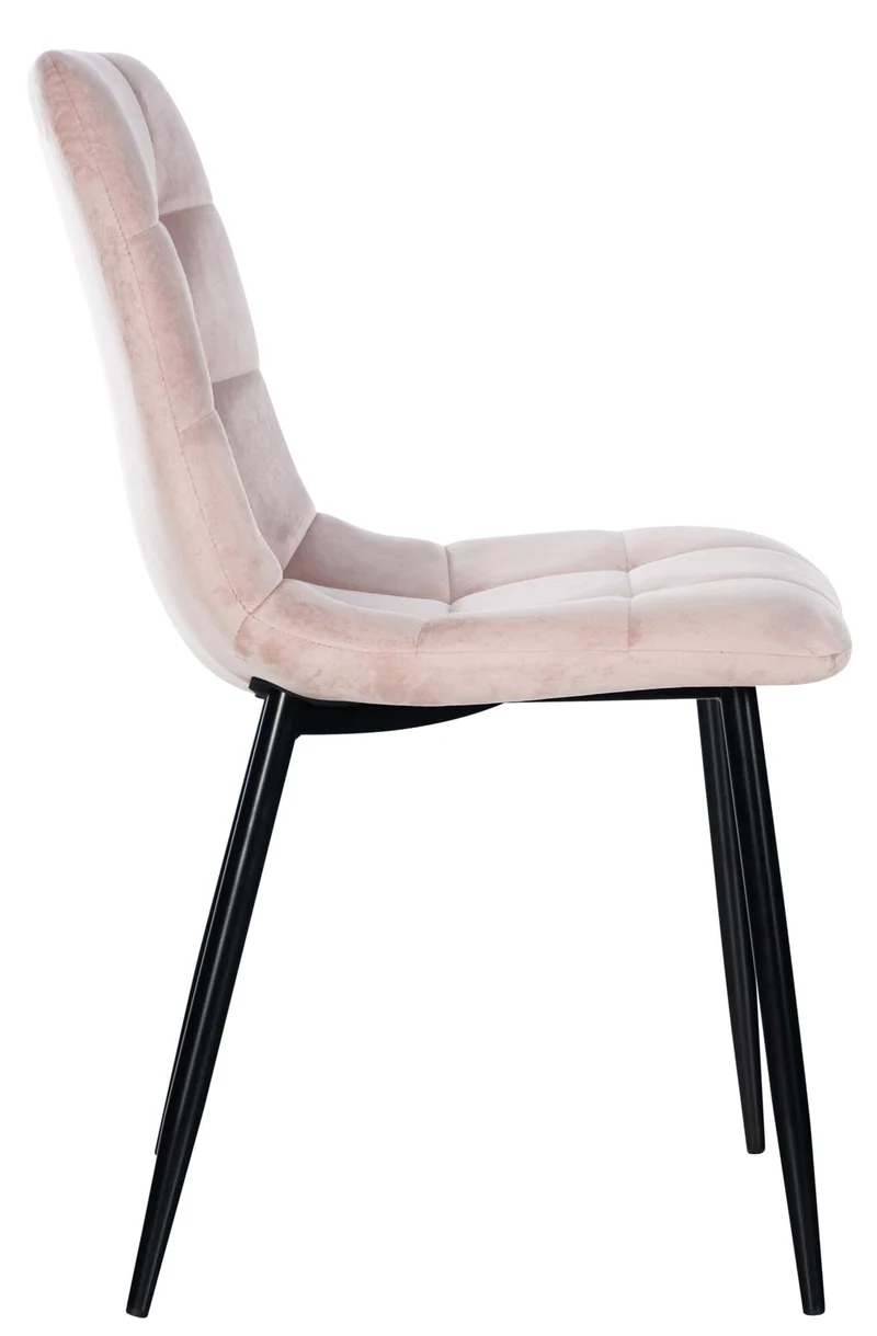 Lot de 4 chaises de salle à manger style moderne et confortable en tissu velours rose et métal noir 10_0001792