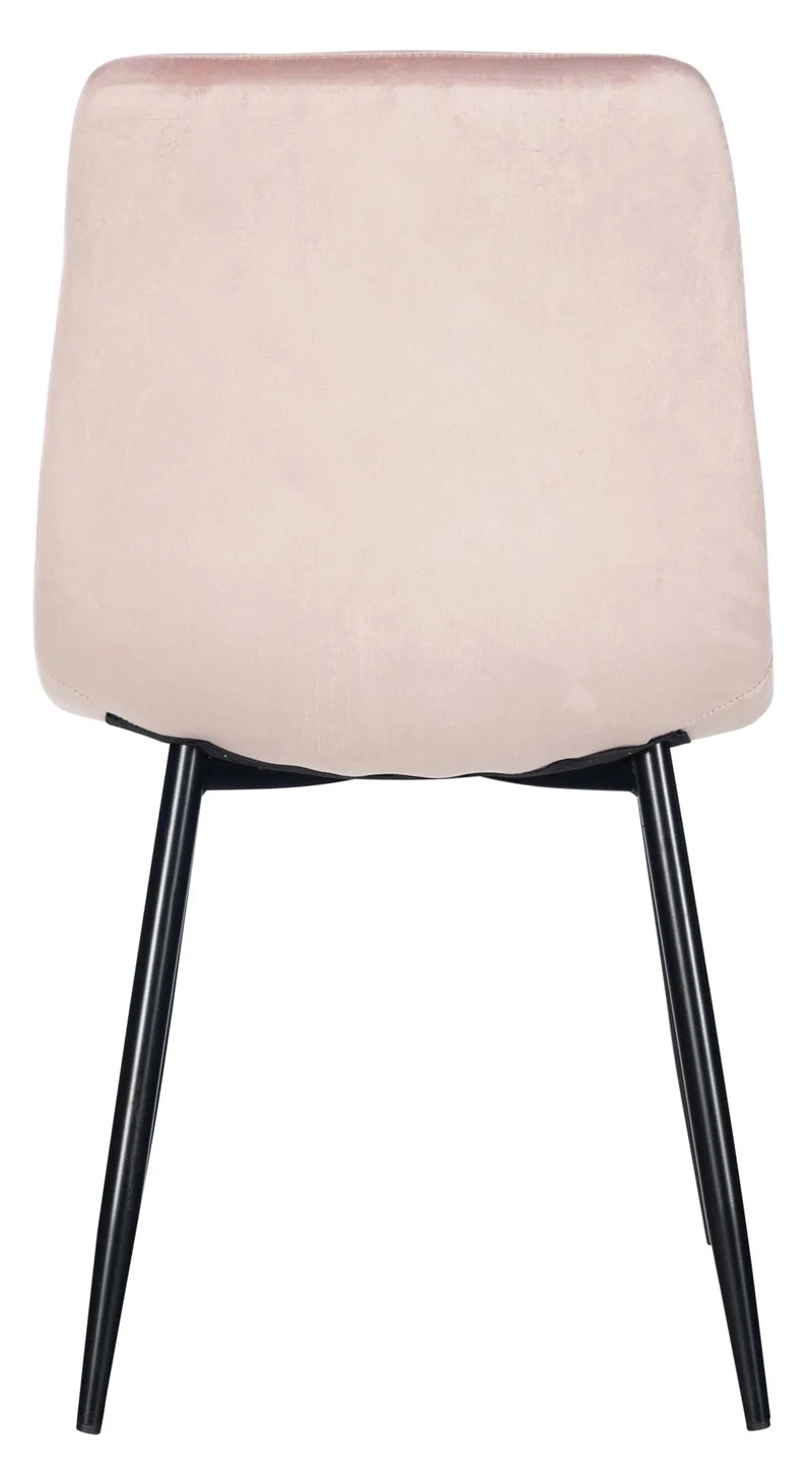Lot de 4 chaises de salle à manger style moderne et confortable en tissu velours rose et métal noir 10_0001792