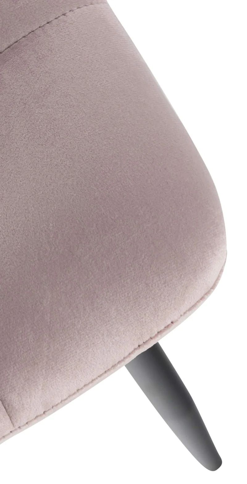Lot de 4 chaises de salle à manger style moderne et confortable en tissu velours rose et métal noir 10_0001792
