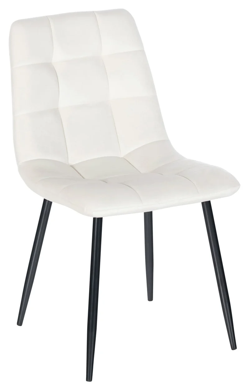 Lot de 4 chaises de salle à manger style moderne et confortable en tissu velours blanc crème et métal noir 10_0001791