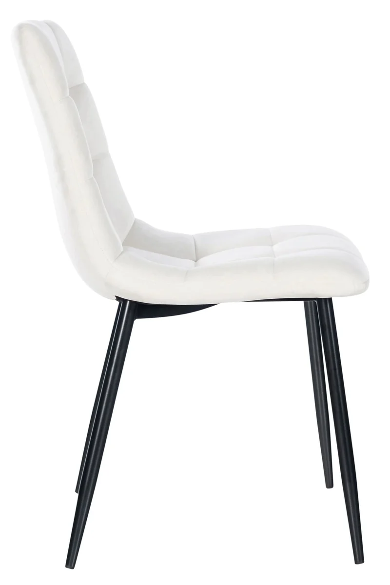 Lot de 4 chaises de salle à manger style moderne et confortable en tissu velours blanc crème et métal noir 10_0001791