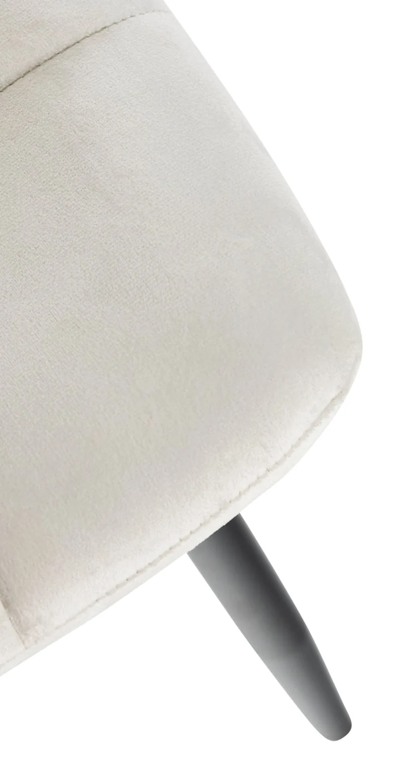 Lot de 4 chaises de salle à manger style moderne et confortable en tissu velours blanc crème et métal noir 10_0001791