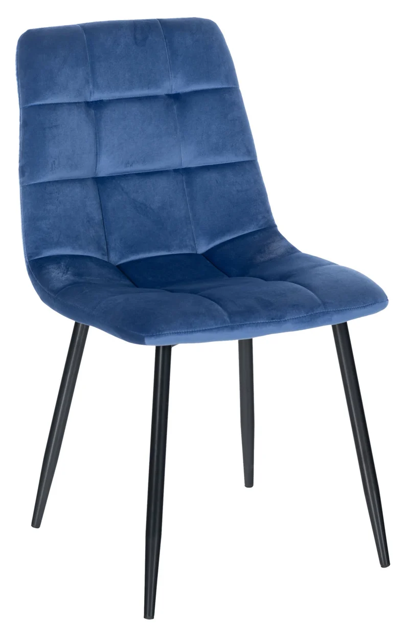Lot de 4 chaises de salle à manger style moderne et confortable en tissu velours bleu et métal noir 10_0001789