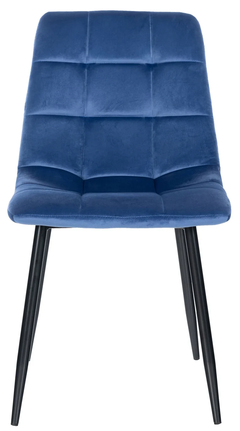 Lot de 4 chaises de salle à manger style moderne et confortable en tissu velours bleu et métal noir 10_0001789
