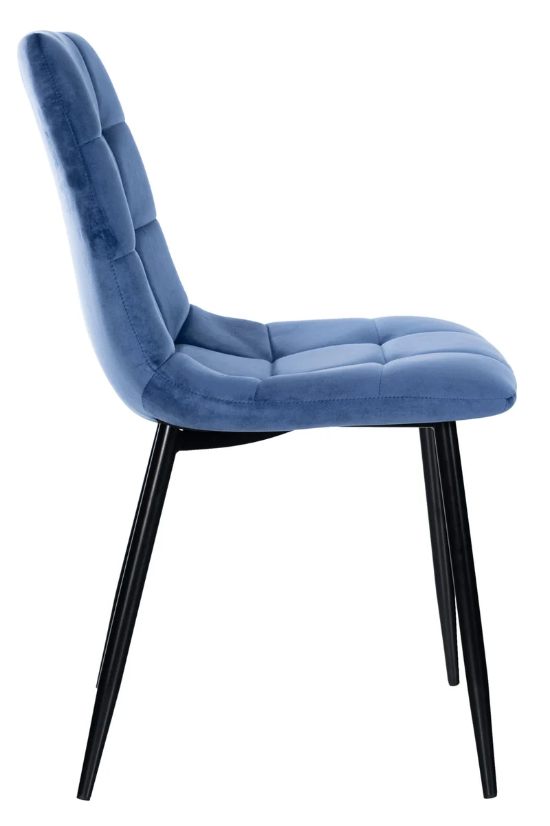 Lot de 4 chaises de salle à manger style moderne et confortable en tissu velours bleu et métal noir 10_0001789
