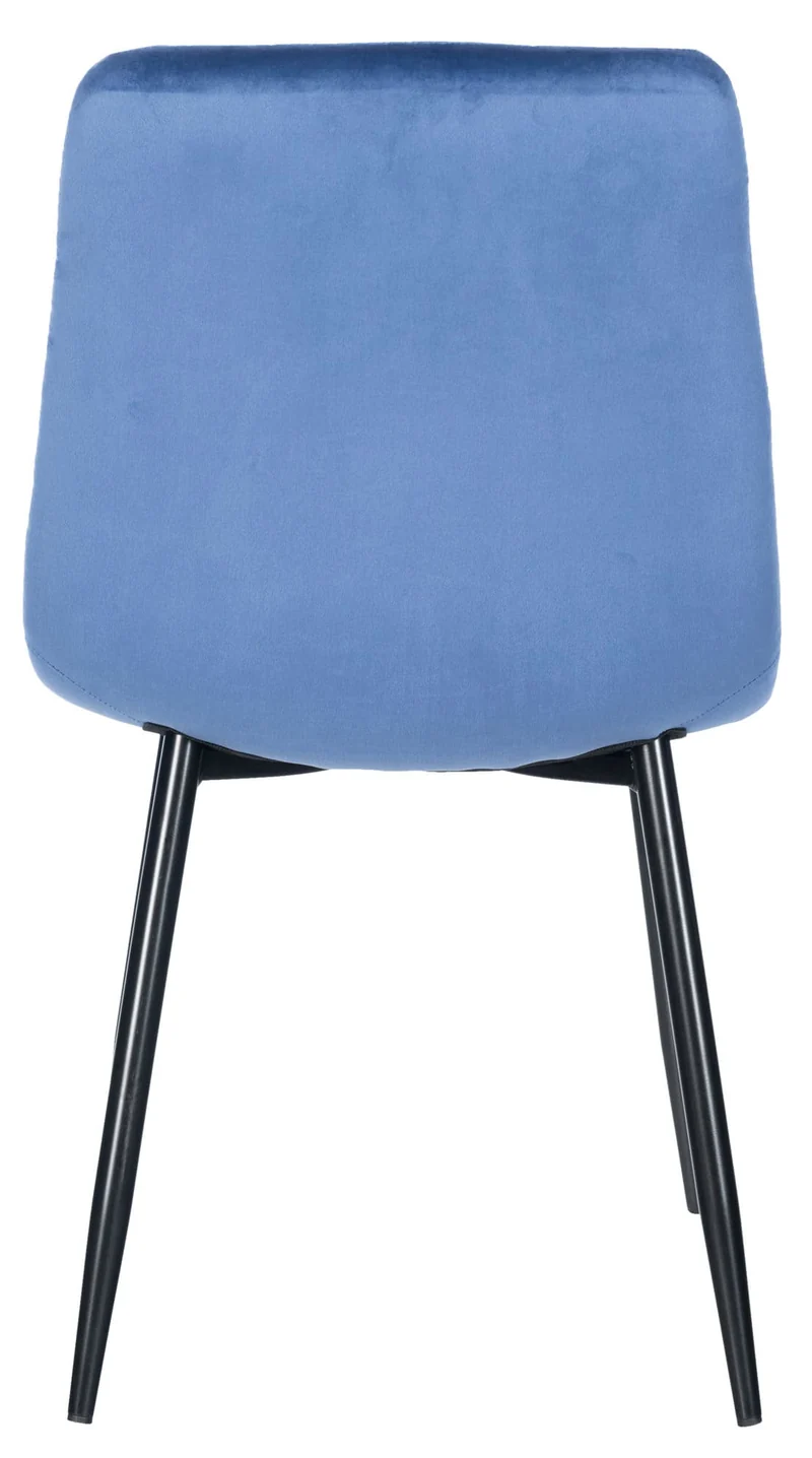 Lot de 4 chaises de salle à manger style moderne et confortable en tissu velours bleu et métal noir 10_0001789