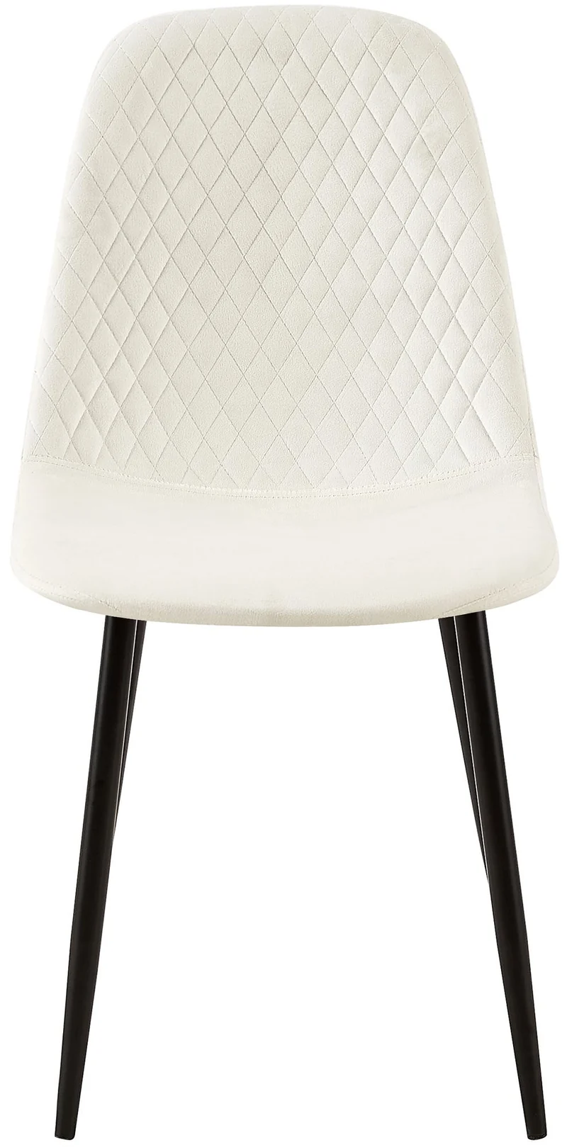 Lot de 4 chaises de salle à manger coutures décoratives losanges assise en velours blanc crème pieds métal noir mat 10_0001883