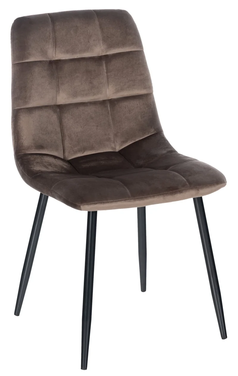 Lot de 4 chaises de salle à manger style moderne et confortable en velours marron et métal noir 10_0001788