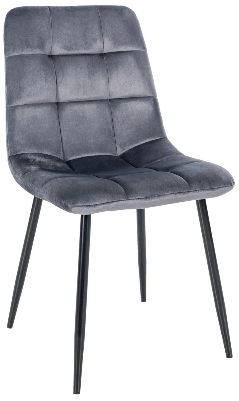 Lot de 4 chaises de salle à manger style moderne et confortable en tissu velours gris foncé et métal noir 10_0001787