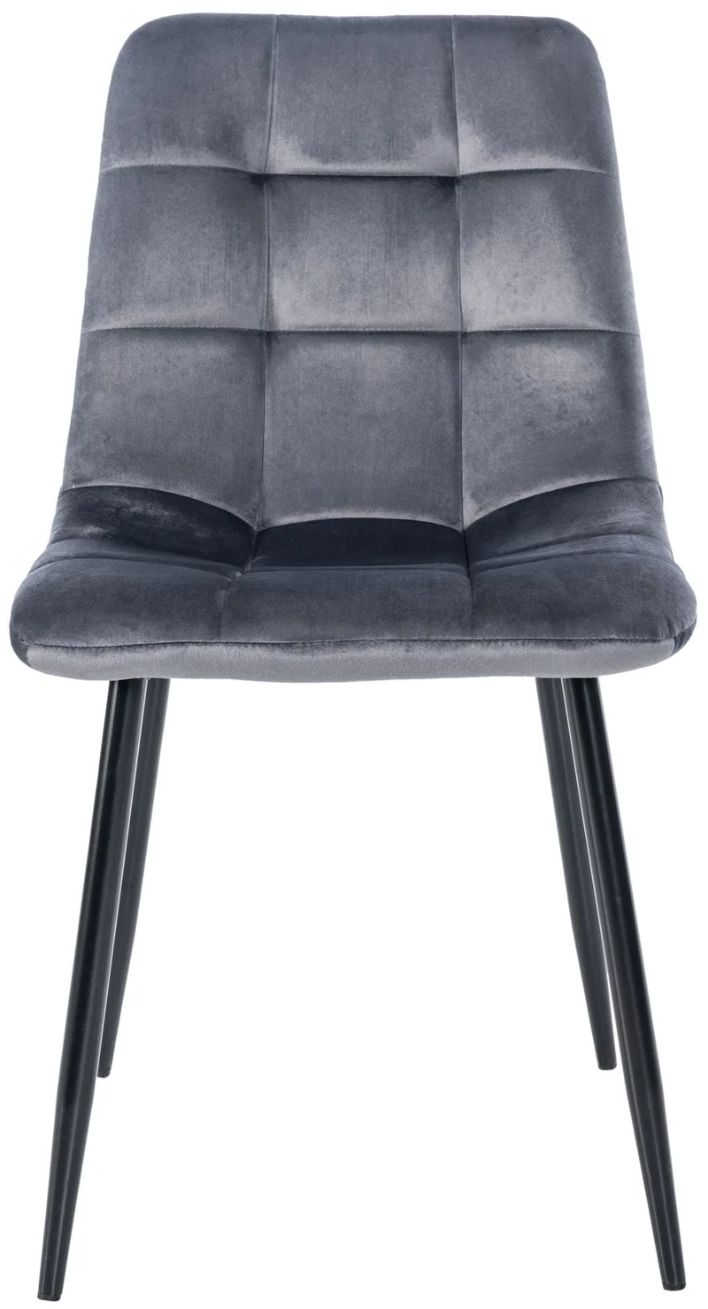 Lot de 4 chaises de salle à manger style moderne et confortable en tissu velours gris foncé et métal noir 10_0001787