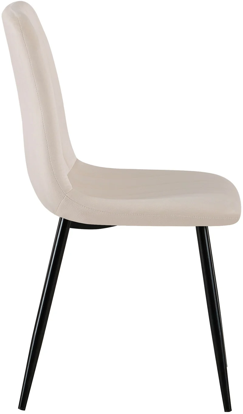 Lot de 4 chaises de salle à manger coutures décoratives verticales en tissu velours crème et pieds métal noir 10_0001868