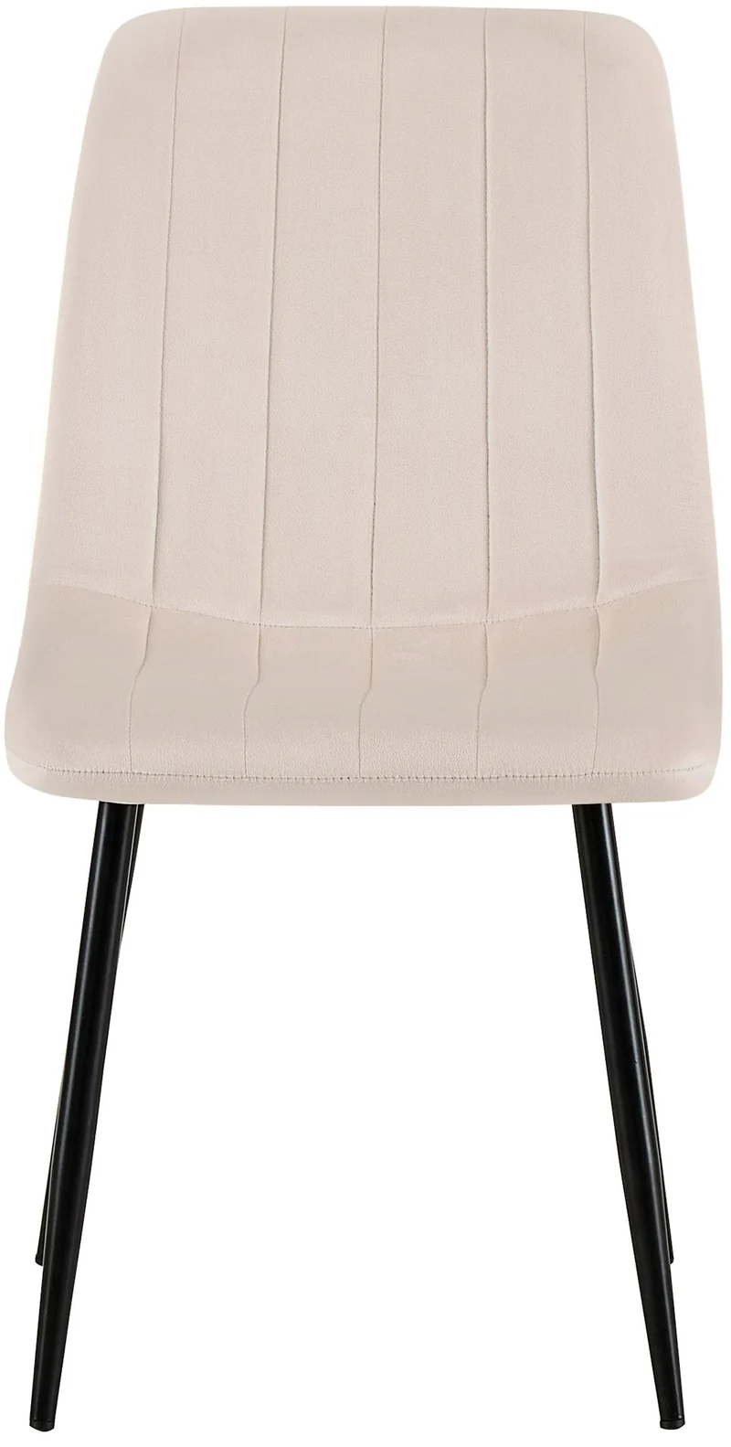 Lot de 4 chaises de salle à manger coutures décoratives verticales en tissu velours crème et pieds métal noir 10_0001868