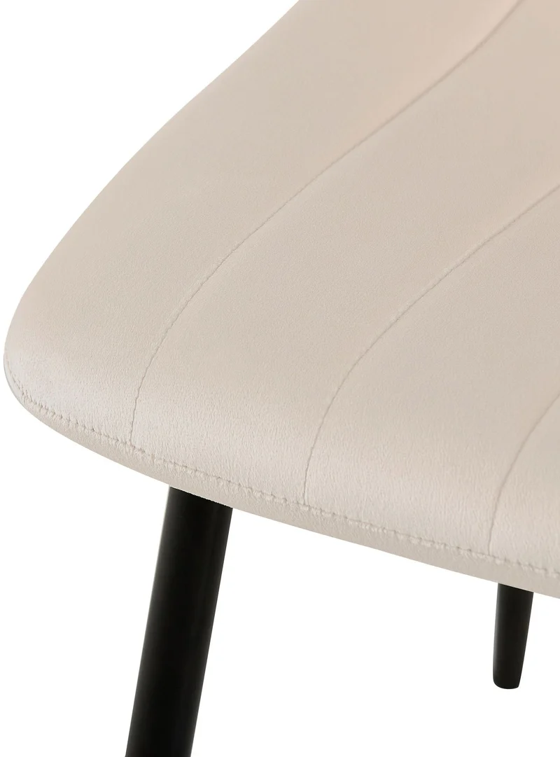 Lot de 4 chaises de salle à manger coutures décoratives verticales en tissu velours crème et pieds métal noir 10_0001868