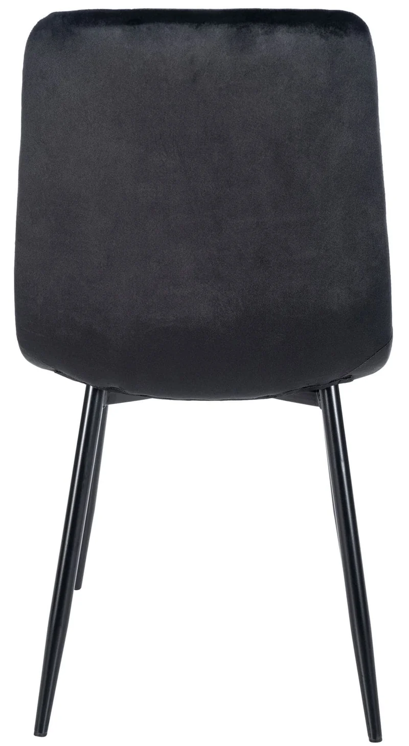 Lot de 4 chaises de salle à manger coutures décoratives carrées en velours noir et pieds en métal noir 10_0001786