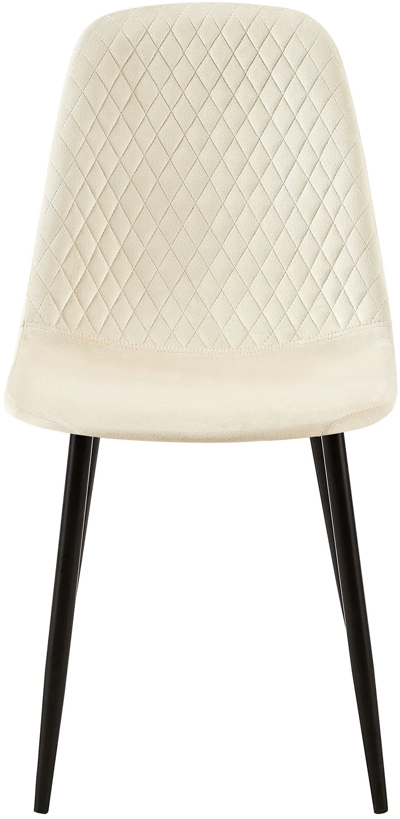 Lot de 4 chaises de salle à manger coutures décoratives losanges avec pieds en métal noir et assise en velours crème 10_0001882