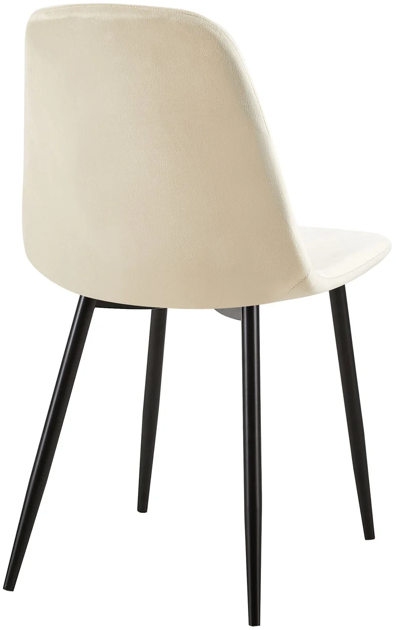 Lot de 4 chaises de salle à manger coutures décoratives losanges avec pieds en métal noir et assise en velours crème 10_0001882