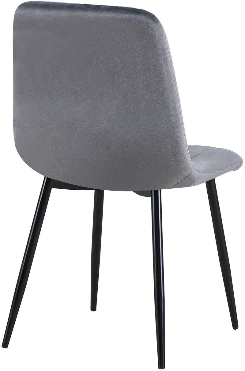 Lot de 4 chaises de salle à manger coutures décoratives verticales en velours gris foncé et métal noir 10_0001867
