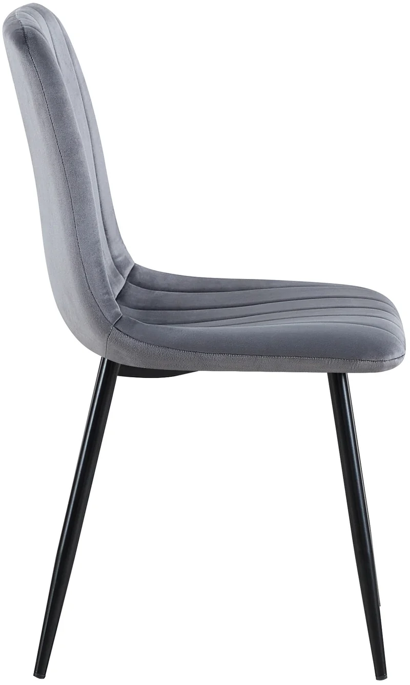Lot de 4 chaises de salle à manger coutures décoratives verticales en velours gris foncé et métal noir 10_0001867