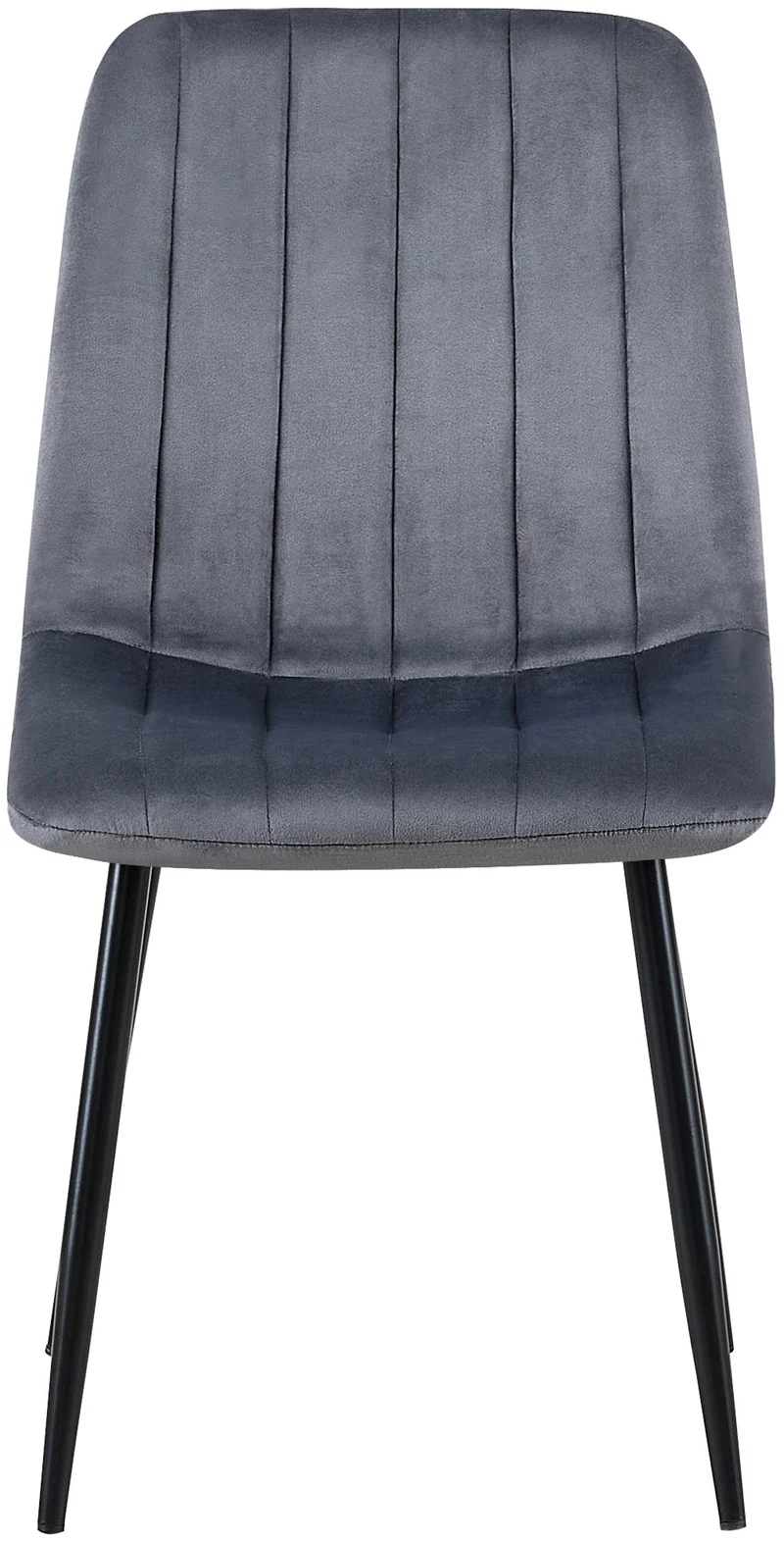 Lot de 4 chaises de salle à manger coutures décoratives verticales en velours gris foncé et métal noir 10_0001867