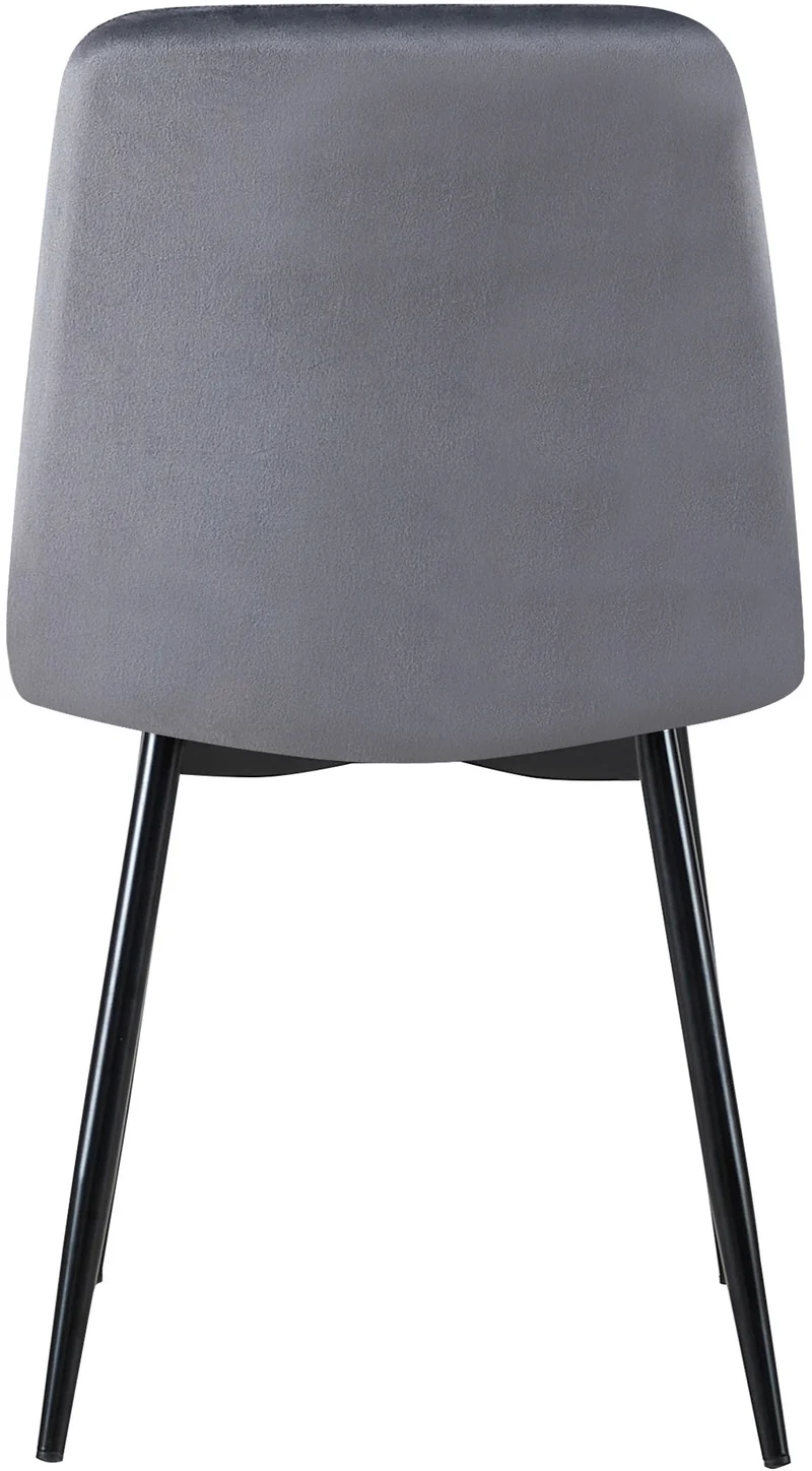 Lot de 4 chaises de salle à manger coutures décoratives verticales en velours gris foncé et métal noir 10_0001867