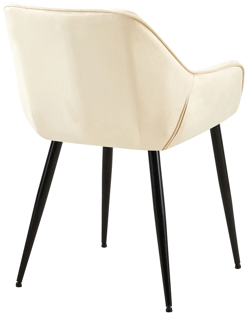 Lot de 2 chaises de salle à manger design moderne en velours crème et pieds métal noir 10_0001584