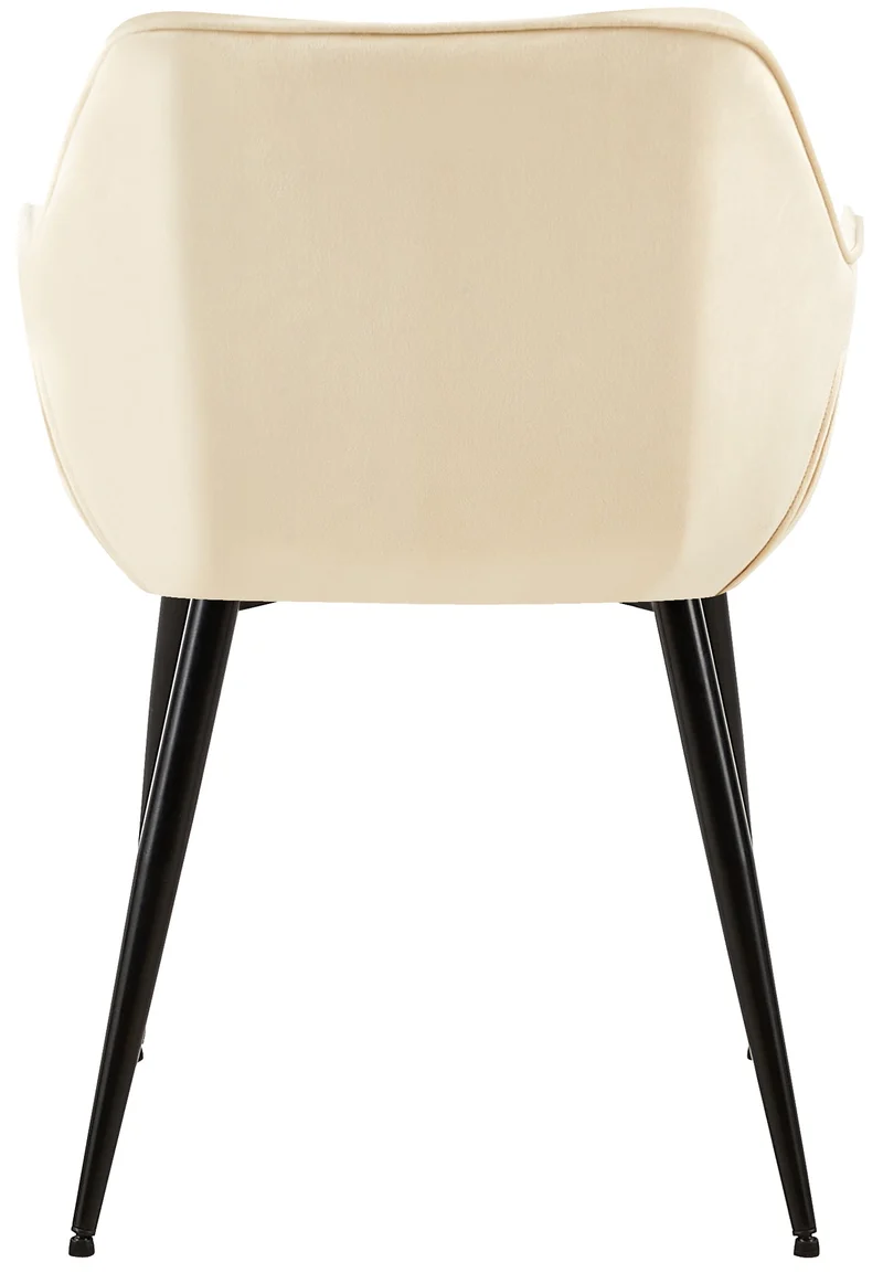 Lot de 2 chaises de salle à manger design moderne en velours crème et pieds métal noir 10_0001584