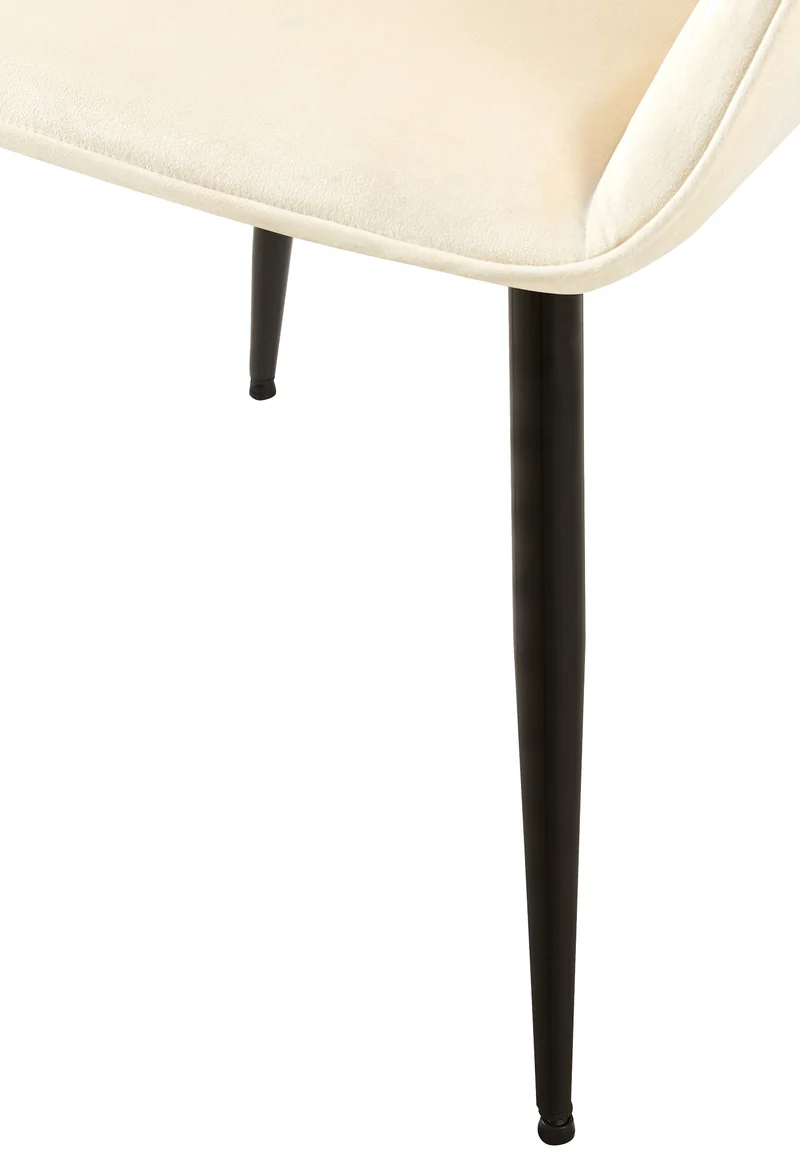Lot de 2 chaises de salle à manger design moderne en velours crème et pieds métal noir 10_0001584