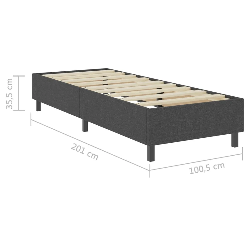 Sommier à lattes sur pieds cadre de lit 100 x 200 cm tissu gris TDL0208037
