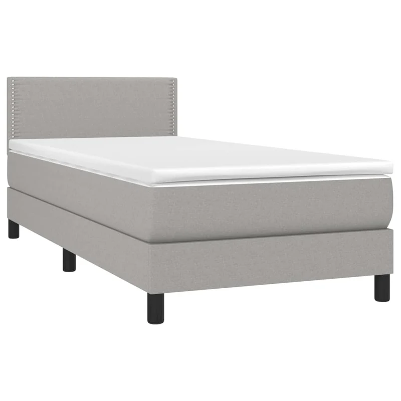 Cadre de lit LED avec sommier tête de lit matelas surmatelas 100x200 cm tissu gris clair TDL0207945
